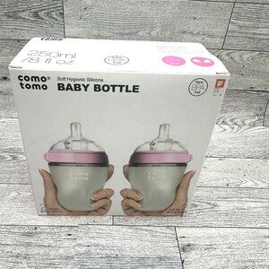 NIB como tomo Soft Hygienic 8 Oz. Pink Silicone Baby Bottles 2 Pack‎